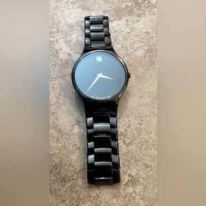 Movado Serio Quartz Black Dial Unisex Watch